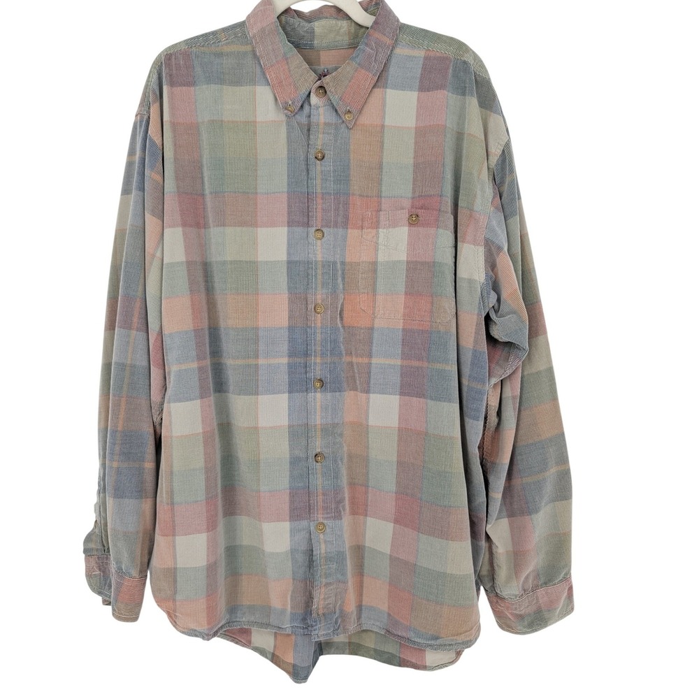 The Territory Ahead Corduroy Shirt Mens XXL Multi Plaid Button Down VTG Cabin